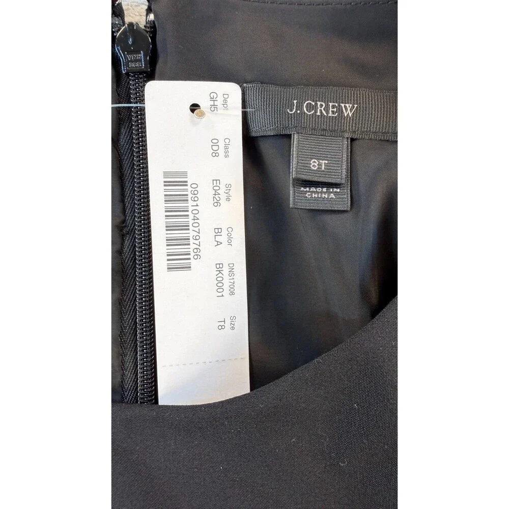 J.Crew Black Wool Sheath Dress Women's 8T Tall Career Office Midi
